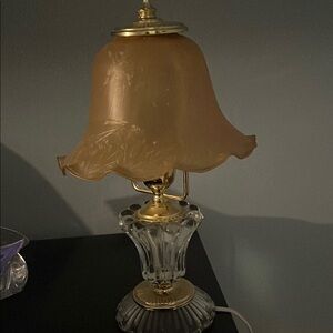 Elegant Gold and Clear Glass  Vintage crystal Table Lamp